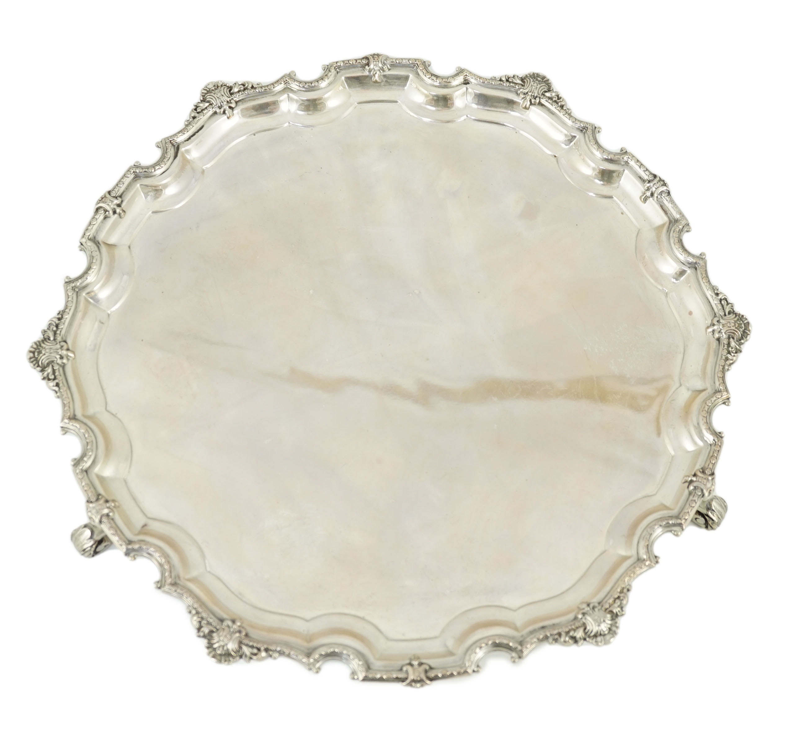A George V silver salver, by Adie Brothers